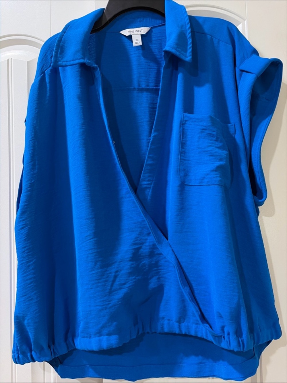 Nine West Bright Blue Collared Blouse